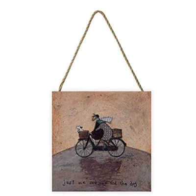 Image of Sam Toft Artwork (Just me and you the Dog Design) 20cm x 3cm Woodblock with Hanging Cord Official Merchandise