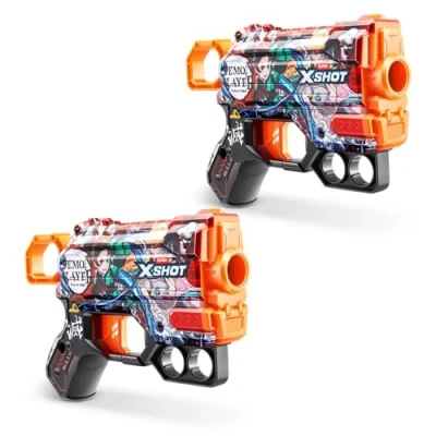 Image of XSHOT Skins Demon Slayer, Menace, 2 Blasters and 16 Darts Included, Air Pocket Dart Technology, Toy Foam Blaster for Kids, Teens Adults, Brown Box, (Menace Slayer Pack)