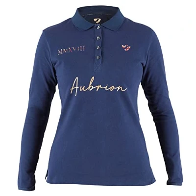 Image of Aubrion Womens Team Long Sleeve Polo Shirt Navy Blue L