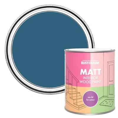 Image of Rust Oleum Blue Interior Wood Paint in Matt Finish Cobalt 750ml