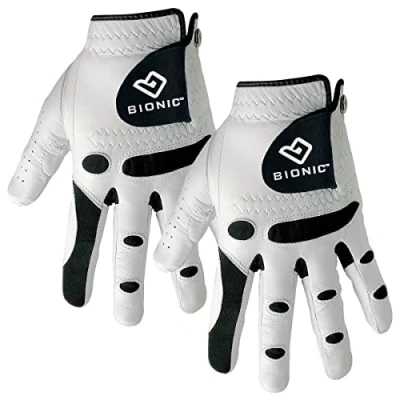 Image of BIONIC Mens StableGrip Golf Gloves LH White L Pack of 2