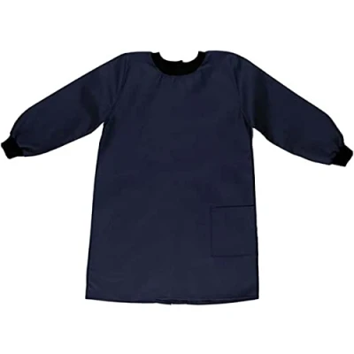 Image of School Kids Craft Time Art Class Protective Wipe Clean Smock Apron (12 14 Years, Navy)