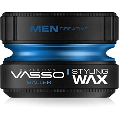 Image of Vasso Hair Styling Aqua Wax Blue 150 ml Strong Hold Maximum Control For Men Shine Look Bubblegum Scent Gel