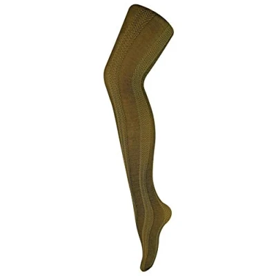 Image of Sock Snob Ladies Thick Coloured 80 Denier Opaque Patterned Winter Fashion Tights (8 14 UK 36&quot;/42&quot;, Stripe Mustard)