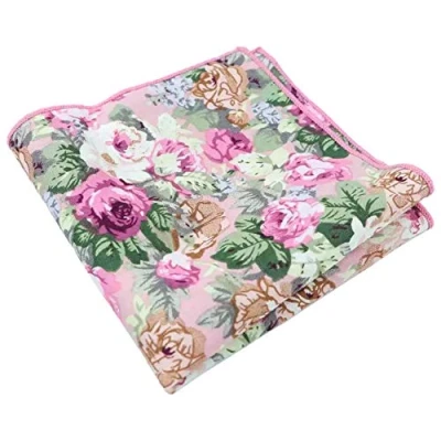 Image of DB Dickie Bow Luxury Cotton Pocket Square (Pink Botanical Floral) suitable for formalwear, office, weddings, parties, grooms &amp; groomsmen outfits