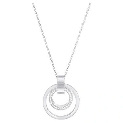 Image of Swarovski Hollow Pendant, 75 cm long, Women&#039;s Necklace with Sparkling White Crystals, Rhodium Plated Metal, from the Collection
