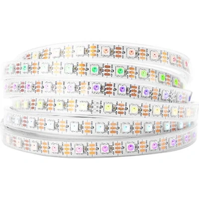 Image of BTF Lighting WS2812B 16.4ft 5m 60LEDs/Pixels/m Individually Addressable 5050SMD LED Strip Black PCB Full Color Flexible Pixel Dream IP67 Waterproof DC5V for Indoor