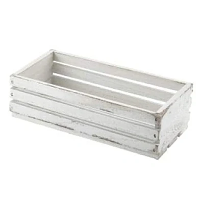 Image of Genware TR216W Wooden Crate, 25 cm x 12 7.5 cm, White Wash Finish
