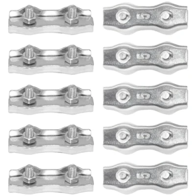 Image of CEEYSEE 10Pcs Heavy Duty Wire Rope Clips M5 304 Stainless Steel Double Clamp Buckle Nuts Ropes Cable Duplex Bolt for Fixing Drying Racks and Rigging Rope(U/M5/GSJ)