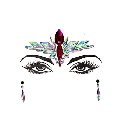 Image of luoshaPUCY Face Gems Glitter, 1 Pack Glitter Gemstone Sticker, Crystal Rhinestone Eyes Body Temporary Tattoo for Women Girls Festival Party (Style 15)