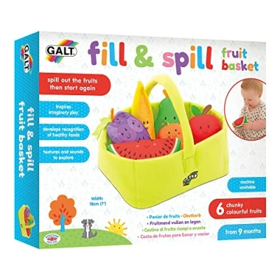 Image of Galt Toys, Fill &amp; Spill Fruit Basket, Soft Activity Ages 9 Months Plus, Orange