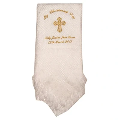 Image of Baby’s Personalised Christening/Baptism/ Naming Day Cross Shawl (Gold)