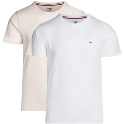 Image of Tommy Jeans SLIM TEE 2 PACK Basic Tshirt, Men&#039;s, Size: 34, Newsprint/white