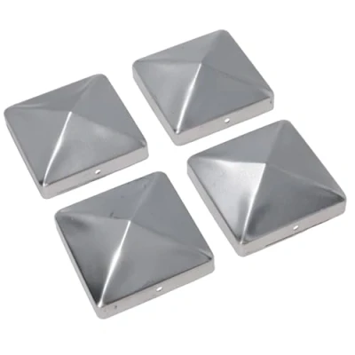 Image of Metal Fence Post Caps for Posts 75mm x Protector Cover Silver 4pc