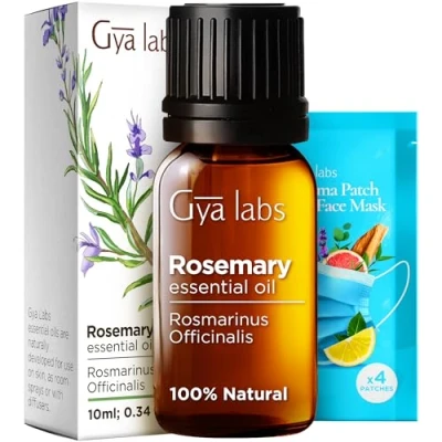 Image of Gya Labs Pure Rosemary Oil for Hair &amp; Dry Scalp (10ml) Essential Oils Hair, Loss, Skin Diffuser