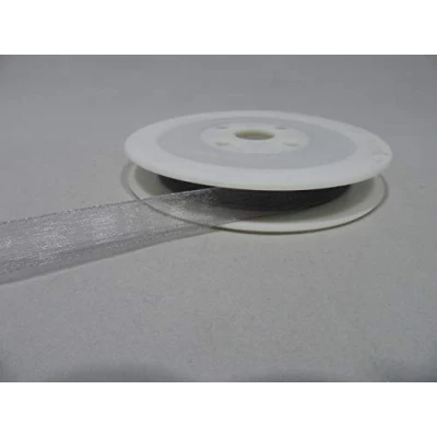 Image of 2 metres of 9mm Sheer Organza Ribbon Silver Double Sided 9 mm