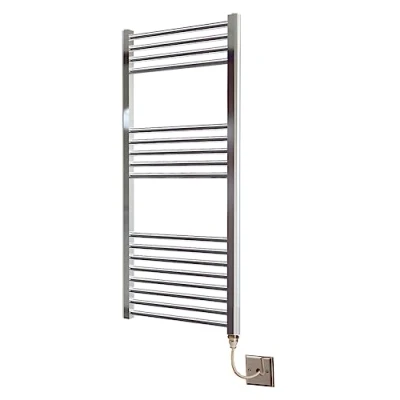 Image of Greened House Chrome Straight Electric Heated Towel Rail 400mm wide x 1000mm high