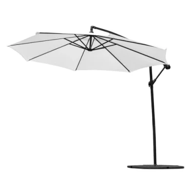 Image of Harrier 3m Cantilever Parasol Adjustable Outdoor Patio Umbrella, Weather Resistant Canopy Optional LED Solar Lights &amp; Bases [5 Colours] (White, 2x With Cover)
