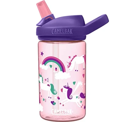 Image of CamelBak eddy+ 14oz Kids Water Bottle with Tritan Renew Straw Top, Leak Proof When Closed, Unicorns