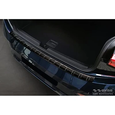 Image of Avisa Black Stainless Steel Rear bumper protector compatible with Cupra Born 2021 &#039;Ribs&#039;