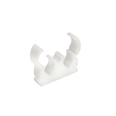 Image of Talon 22mm Double Hinged Pipe Clips Pack of 50 Natural Single Central Screw Fixing Temperatures Up to 85C (185F) for Use On Plumbing, Gas and Air Conditioning UV Stabilized