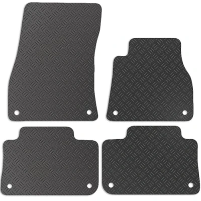 Image of Carsio Rubber Car Mats For AUDI E Tron SUV 2019+ Onwards Tailored Fit Floor Mat Set Complete Accessory Black Custom Fitted All Weather &amp; Heavy Duty, Anti Slip Backing with Clips