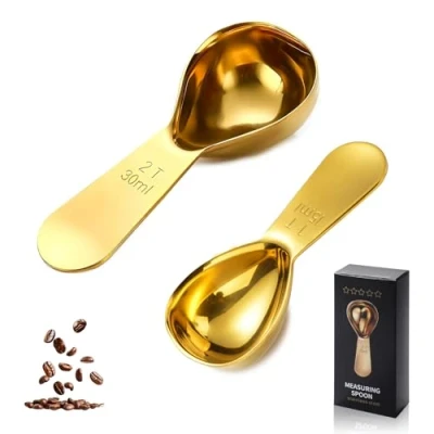 Image of 2 Pieces Coffee Measuring Spoons，Stainless Steel Dosing Spoon， Spoon with Short Thick Handle ，Teaspoon Spoons，for Coffee, Tea, Sugar, Flour (15ml, 30ml)
