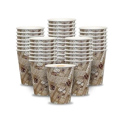 Image of Zuvo Paper Coffee Cups 8oz (50 Pack) Printed for Hot &amp; Cold Drinks Eco Friendly Disposable 228ml