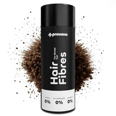 Image of Prowess Medium Brown Hair Building Fibres for Thinning, 25g, Naturally Thicker Looking Hair, Premium Powder Thinning Hairline, Concealer, Instant Impact in Men All Ages