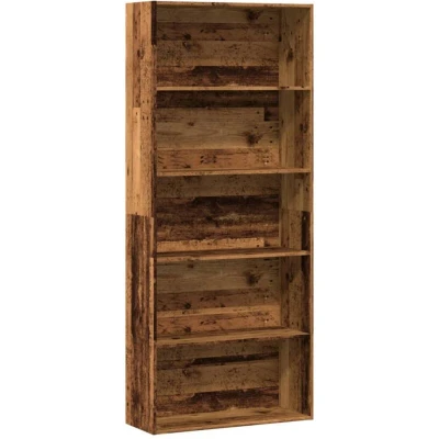 Image of vidaXL Book Cabinet/Bookcase 5 Shelf Storage Rack Old Wood Brown Engineered 80x30x189 cm