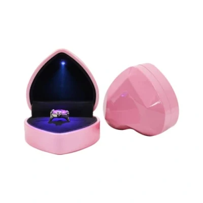 Image of anso LED Light Up Jewelry Box Heart Shape Gift Container Love Case with (Pink,Ring Box)