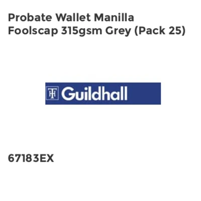 Image of Exacompta Guildhall Probate Wallets, 315 gsm, Foolscap Grey, Pack of 25