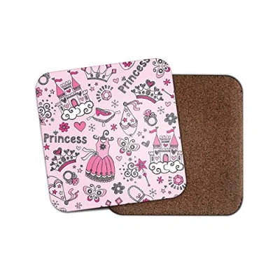 Image of 1 x Pretty Princess Coaster Pink Girls Sister Kids Cute Girly Fun #13104