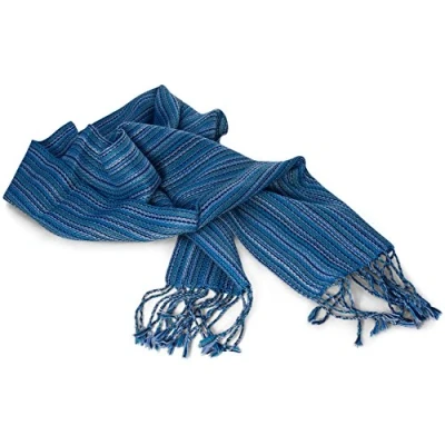 Image of Tumia LAC Naturally Dyed Alpaca Wool (60% Alpaca, 40% Sheep wool) Lightweight Scarf Blue