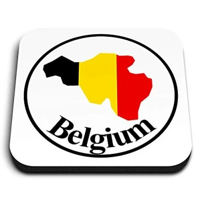 Image of 1 x Square MDF Fridge Magnet Belgium Map Flag Travel Belgian 5795