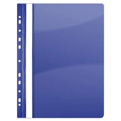 Image of DONAU 1704001PL 18 Plastic File Folder Perforated A4 Night Blue Durable PVC Hard Crystal Clear Cover Sheet Clamp for Office and School Euro Perforation Pack of 10