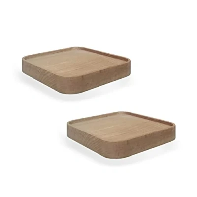 Image of anaan Raft Floating Shelf wood square Wall Mounted Showcase Hanging Planter Storage Wooden for plants photo candle Invisible Decoration Design Set of 2 (Square 4.7 inch)
