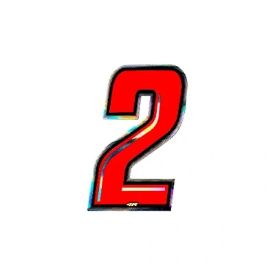 Image of Holographic Racing Number 2, Slim, Red, 10 x 6.5 cm