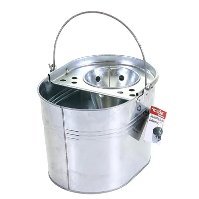 Image of Marko Homewares Metal Mop Bucket Galvanised Heavy Duty Cleaning Home Kitchen Strong Handle Water