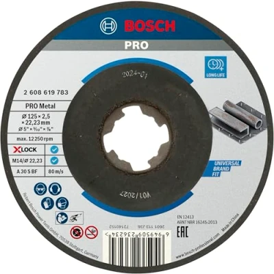 Image of Bosch 1x PRO Metal Longlife Cutting Disc for Small Angle Grinder and X Lock, M14/22.23 mm (for Steel, Ø 125 mm, Professional Accessory Grinder)