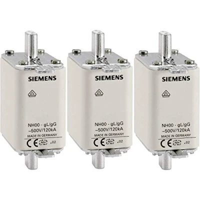 Image of Siemens 3NA3812 LV HRC Fuse Link, NH000, in: 32 A, gG, Un AC: 500 V, DC: 250 Front Indicator, Non Insulated Grip lugs, White