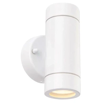 Image of Palin Gloss White Steel External Up/Down Outdoor Security GU10 Wall Light IP44 Rated