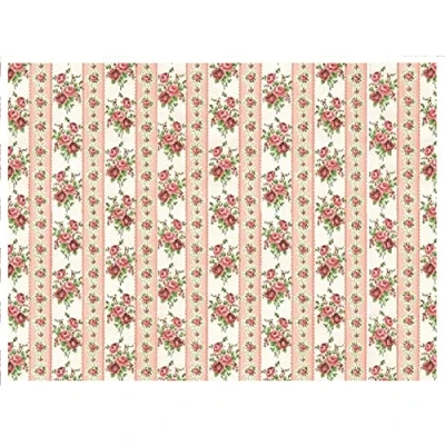 Image of Dolls House Small Pink Roses Wallpaper Miniature Print 1:12 Scale