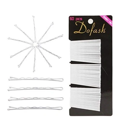 Image of Dofash 5 cm/2 inch wavy white bobby pins, long pin holder for women, 60 pieces (white)