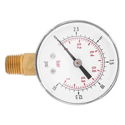 Image of Hilitand Low Pressure Gauge, Utility Gauge For Fuel Air Oil Or Water 0 15psi/0 1bar BSPT Bottom Mount (0 1 bar/0 15psi 1/4 BSPT)