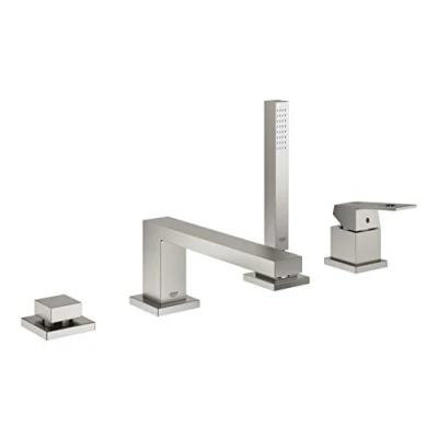 Image of GROHE Eurocube 4 Hole Single Lever Bath Combination Supersteel 19897DC1