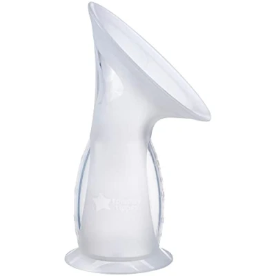 Image of Tommee Tippee Silicone Manual Breast Pump and Let Down Catcher to Express, Relieve or Catch Excess Milk, Includes Sterilising Lid, 100ml, Clear