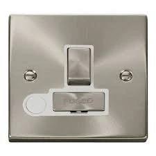 Image of Click deco satin chrome VPSC551WH 13A Switched Fused Spur white insert