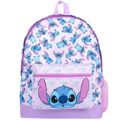 Image of Disney Stitch School Backpack for Boys &amp; Girls 2 Compartment Travel Rucksack Kids Adjustable Shoulder straps and Mesh Pocket