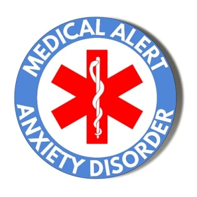 Image of Gift Insanity MEDICAL ALERT BLUE BACKGROUND ANXIETY DISORDER 38mm Small Badge